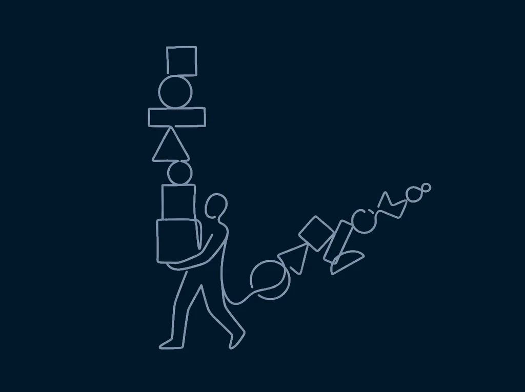 Line-art illustration for 5 Signs of Toastmasters Officer Burnout (And How to Fix Them)